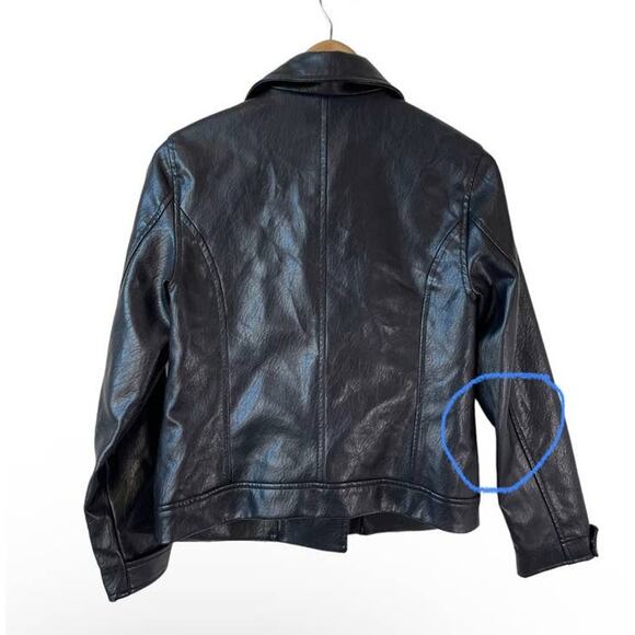 OLD NAVY Women's Vegan Faux Leather Motorcycle Jacket Black Size Small with FLAW - Picture 10 of 11